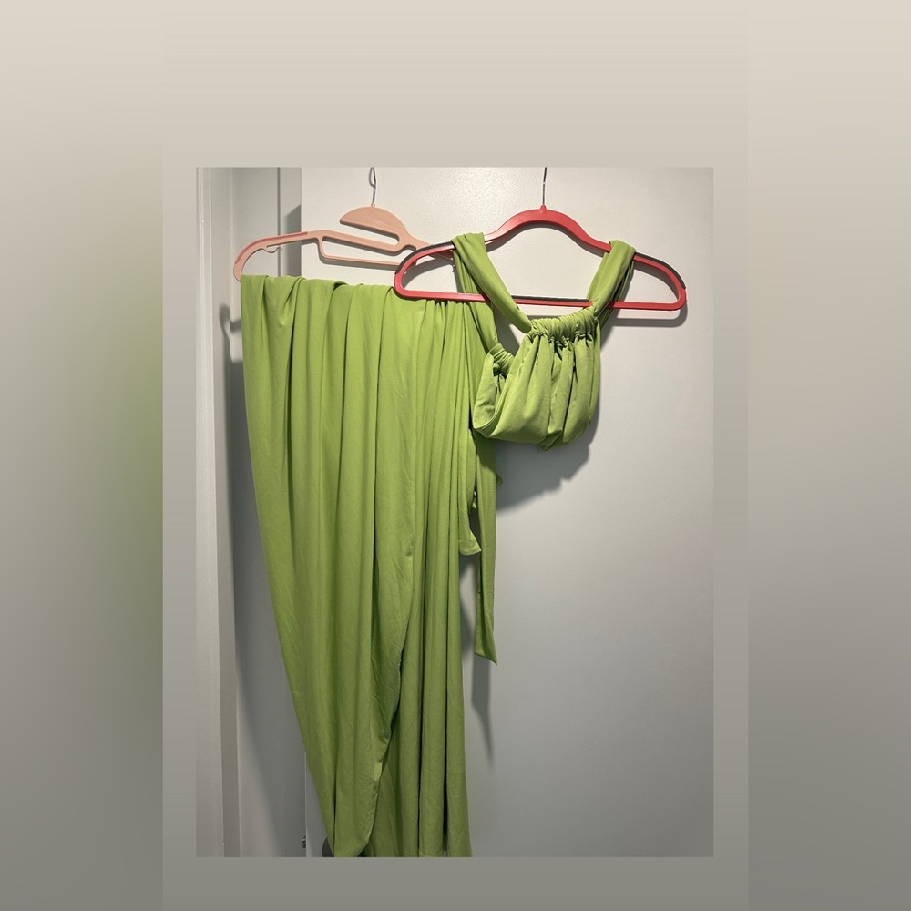 Lime green 2 piece maxi skirt set